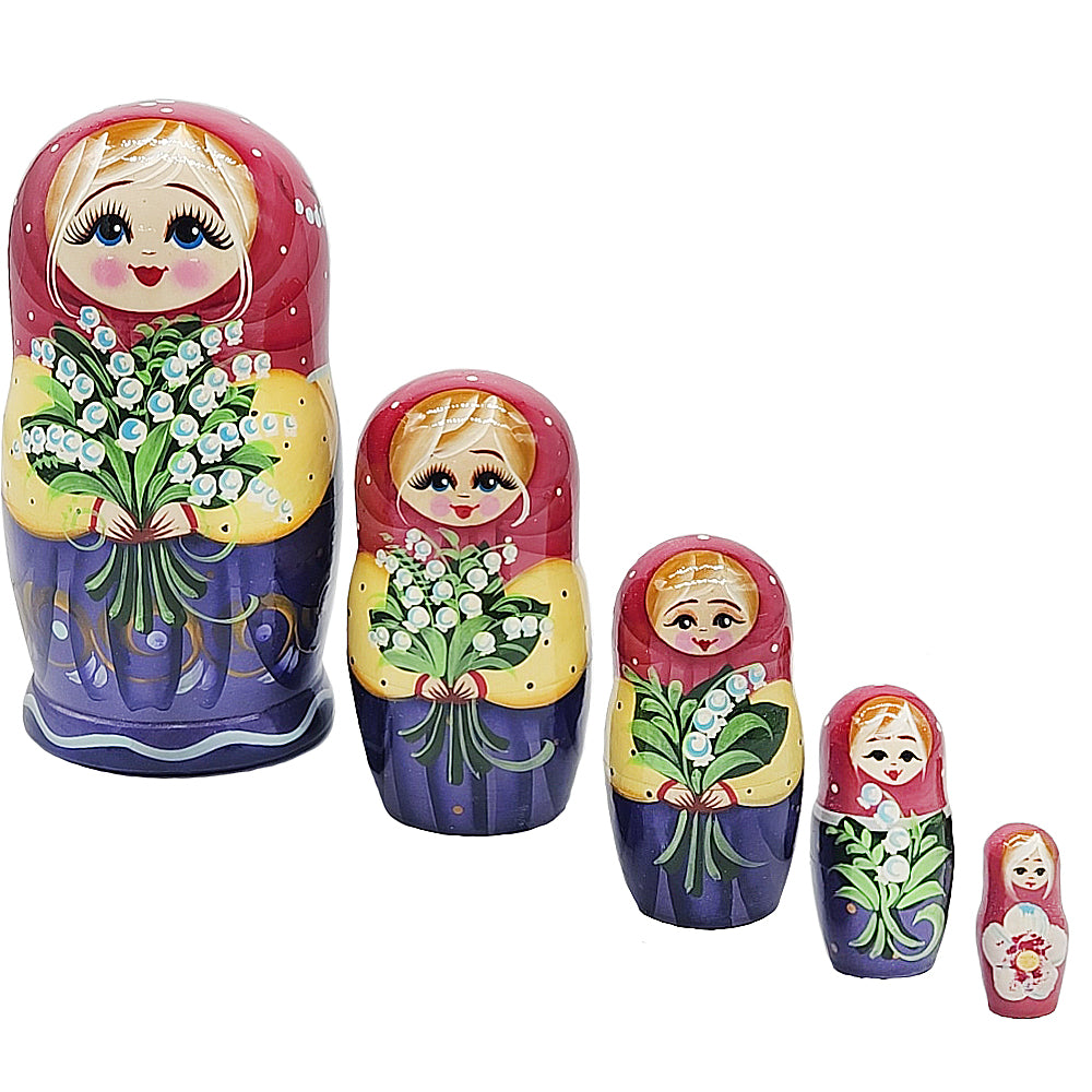 Matryoshka "Girls with Muguets", h=17cm, 5 Elements