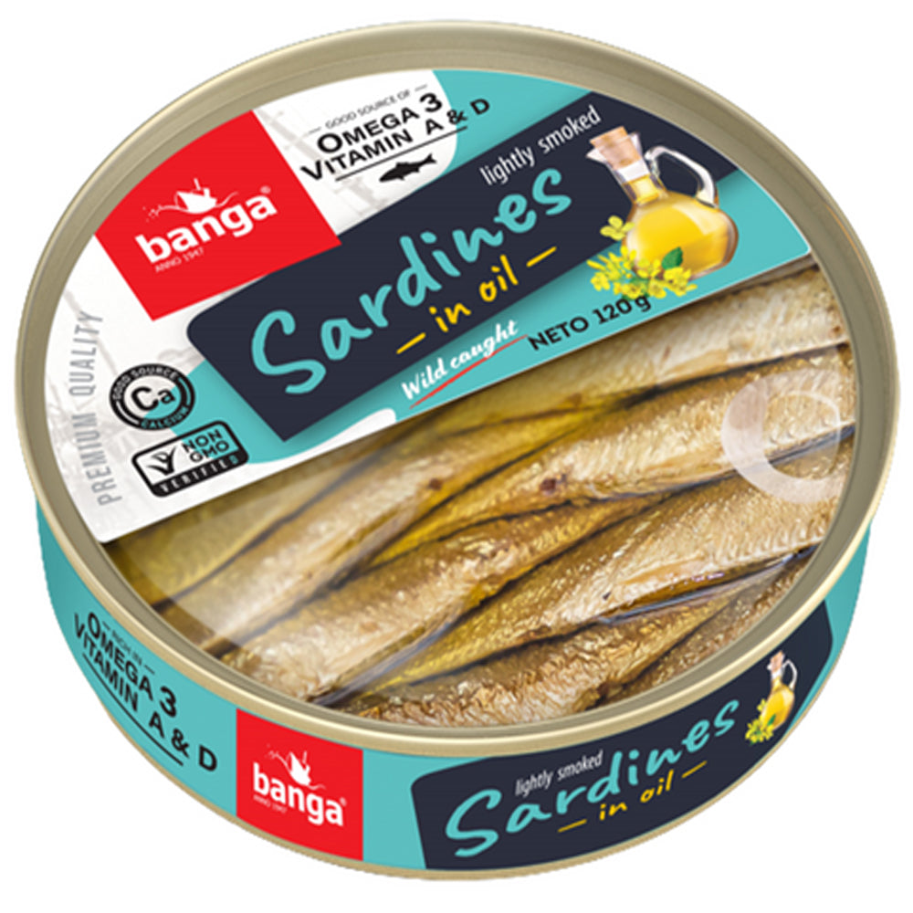 Lightly Smoked Sardines in Oil, Banga, 120g/ 4.23oz