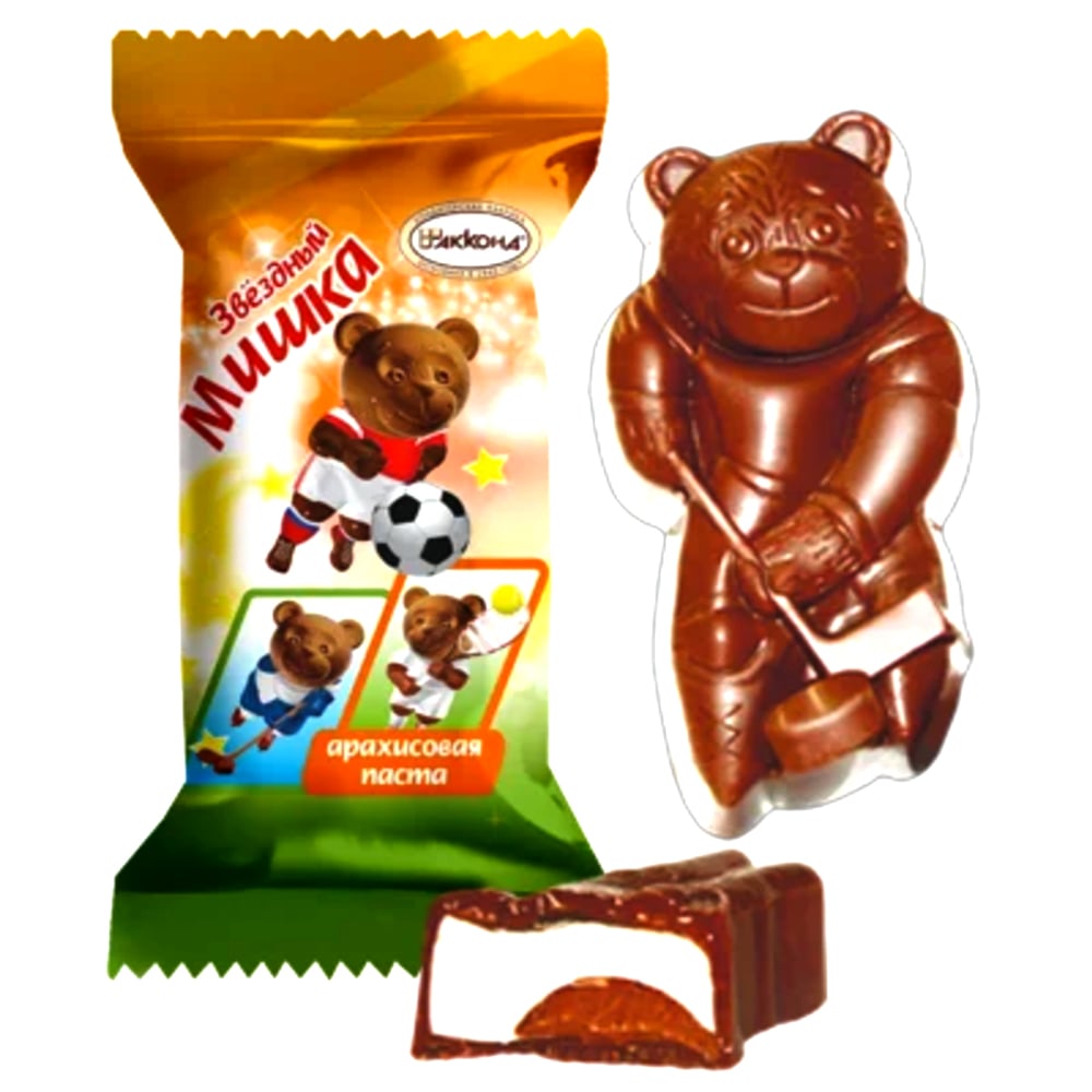 Chocolate Candies with Peanut Paste "Star Bear", Akkond, 226g/ 0.5lb