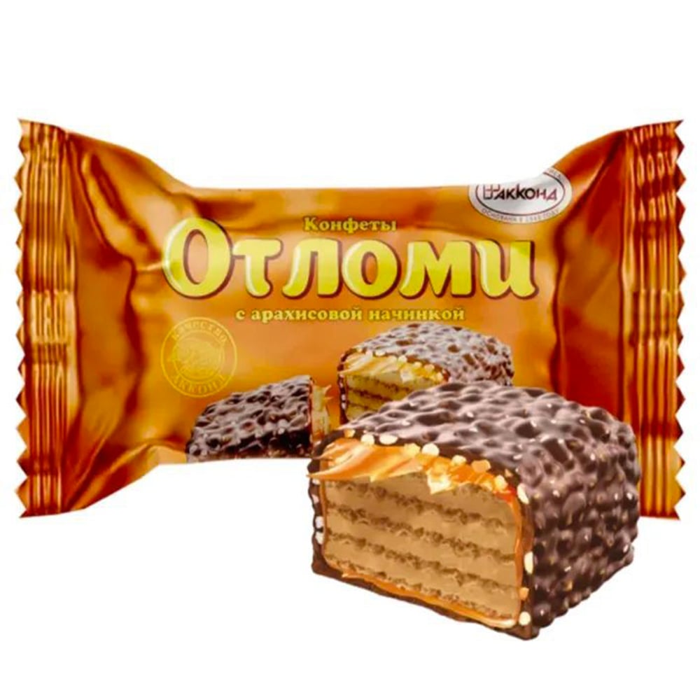 Chocolate-Waffle Candies with Peanuts & Caramel "Otlomi", Akkond, 226g / 7.97oz