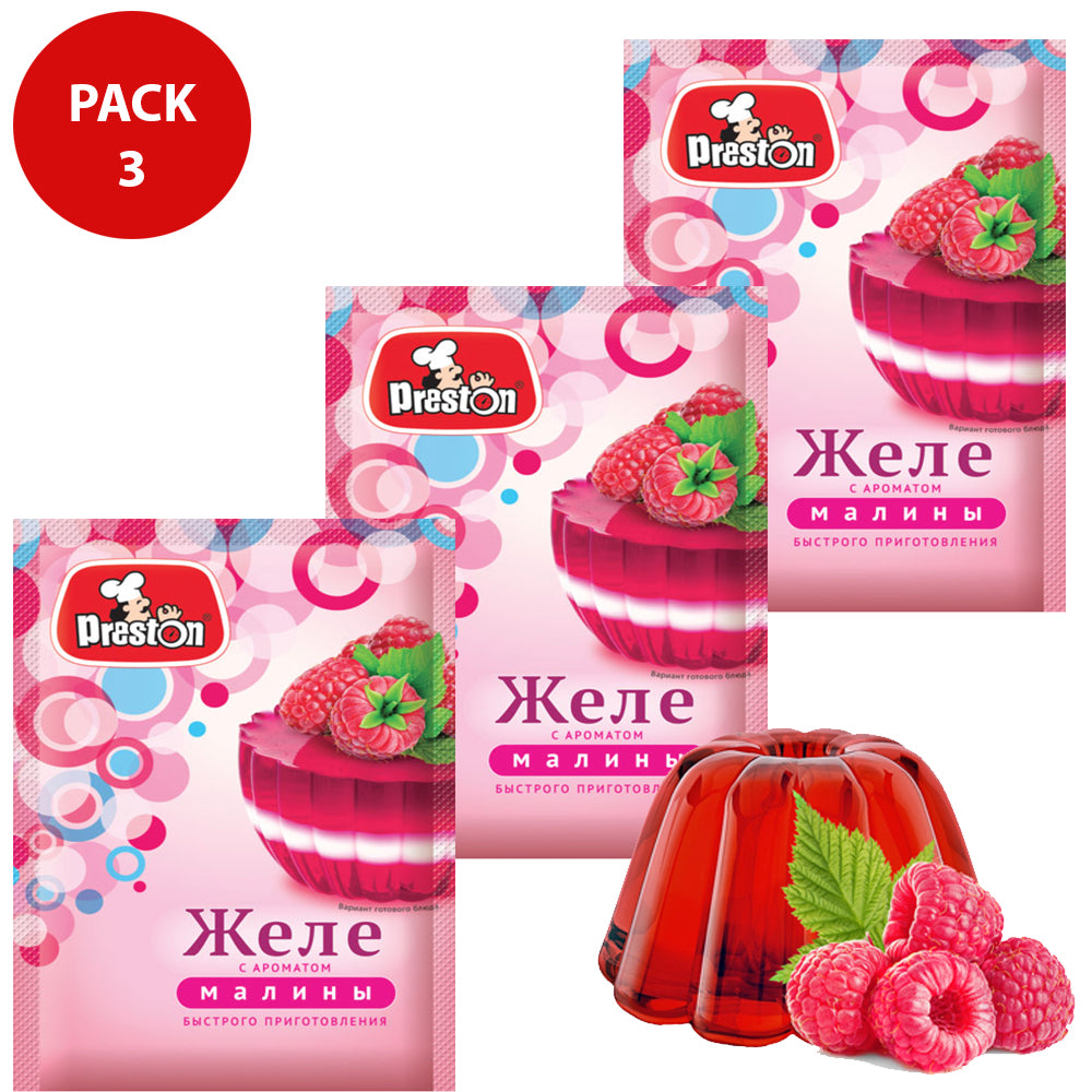 PACK 3 Raspberry Jelly Dessert, Preston, 50g x 3