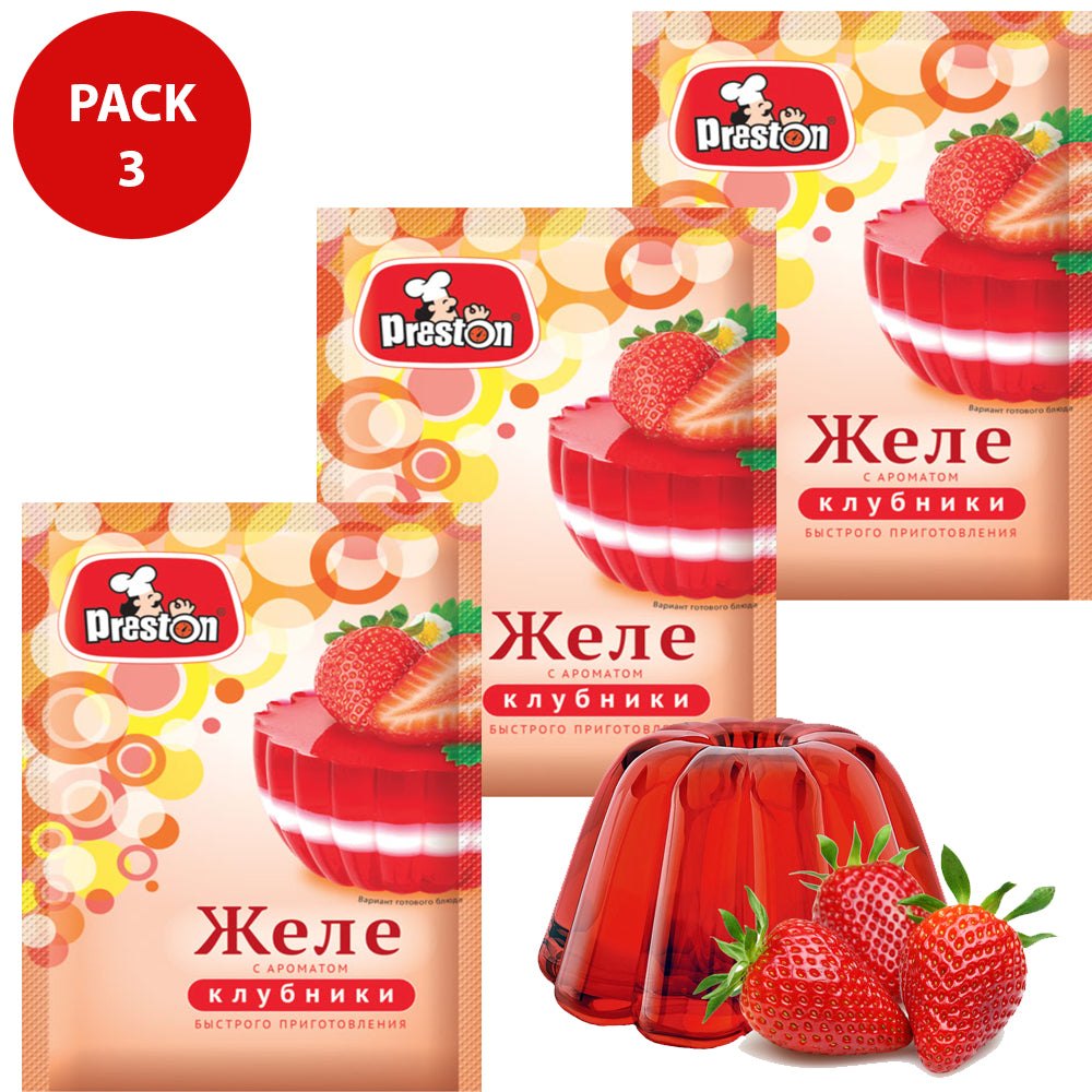 PACK 3 Dessert Strawberry Jelly, Preston, 50g x 3 