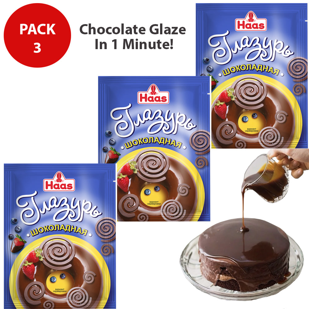 PACK 3 Instant Chocolate Glaze, Haas, 75g x 3 