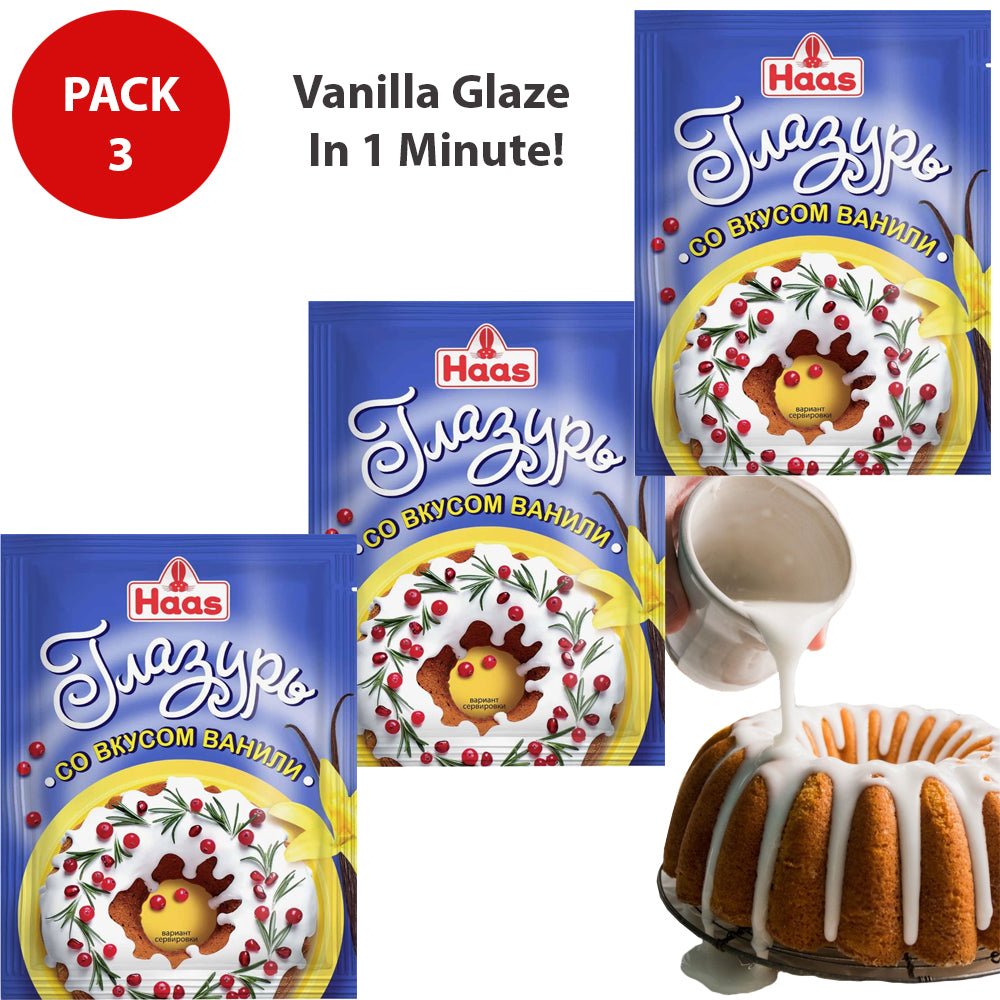 PACK 3 Instant Vanilla-Flavored Glaze, Haas, 75g x 3