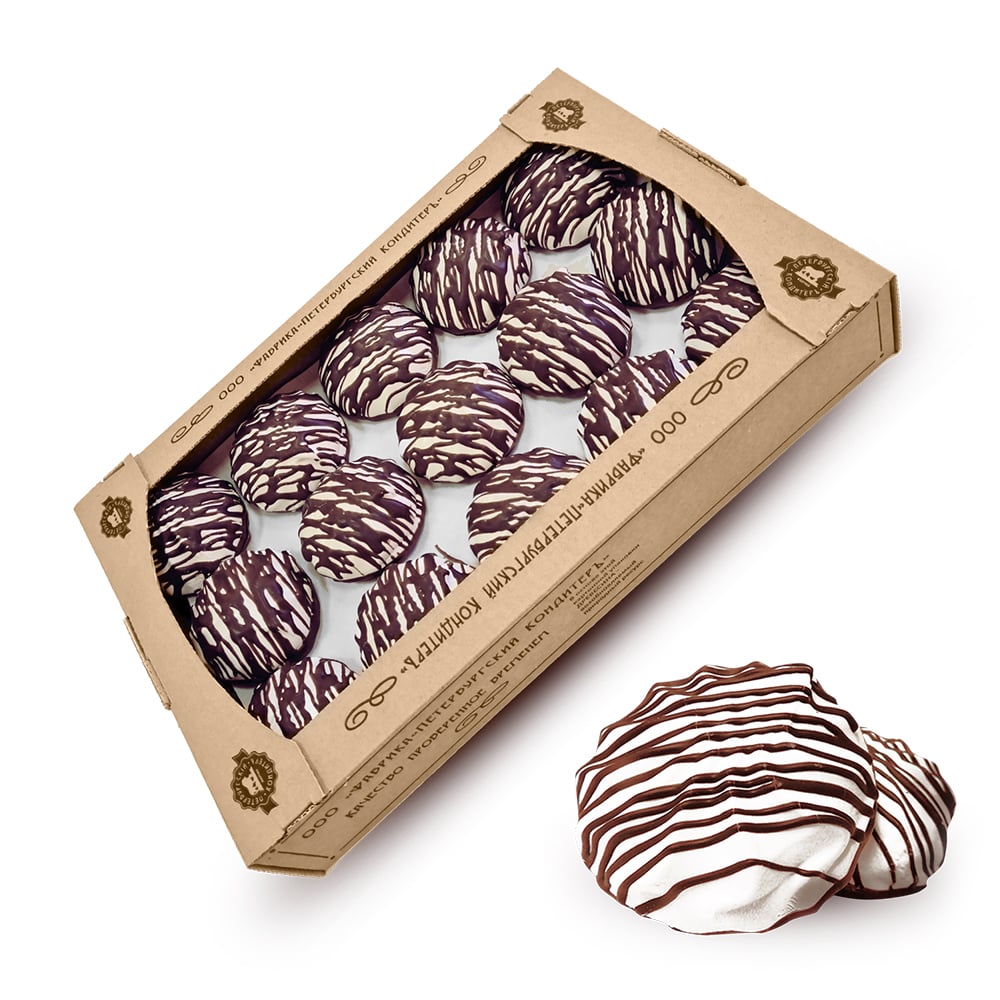 Chocolate Glazed Marshmallow Zefir "White Nights" Vanilla Flavor, Economy Pack, Petersburg Baker, 900g  / 1.9lb