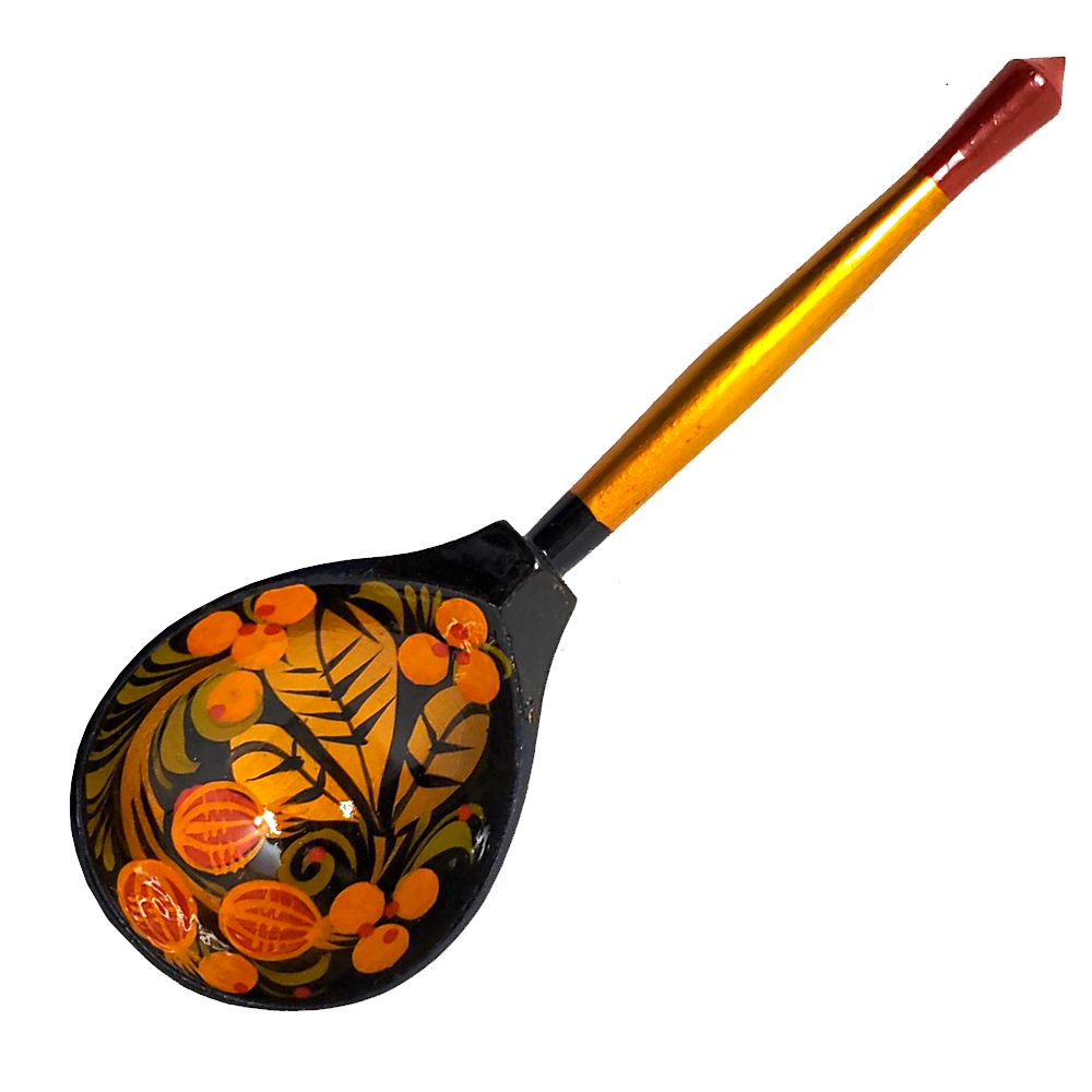 Wooden Spoon Khokhloma No. 2, Hand-Painted, 7.5 inches 