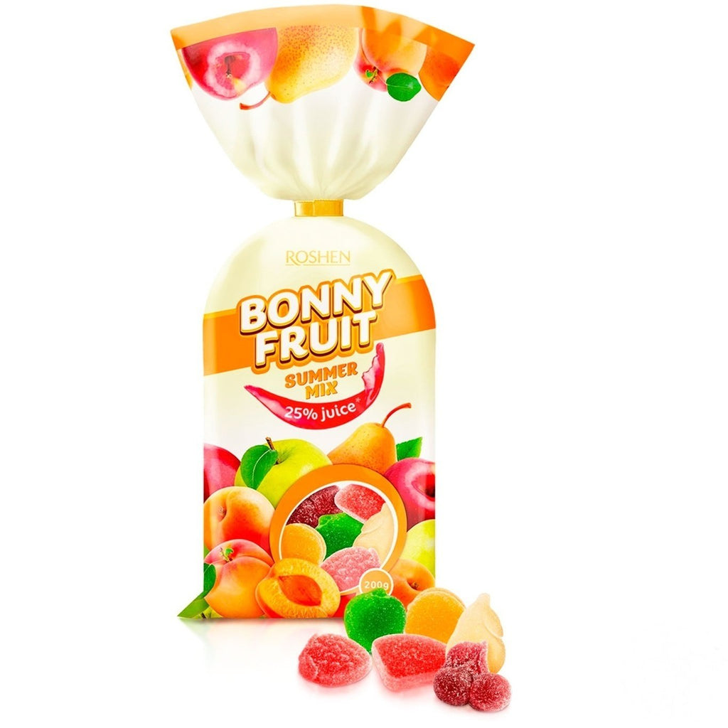 Jelly Candies, SUMMER MIX BONNY FRUIT, Roshen, 200g/ 0.44 lb