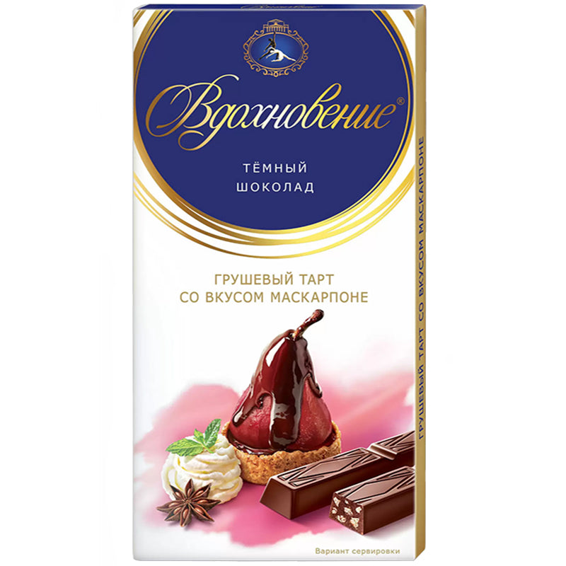 Mascarpone Flavored Dark Chocolate Sticks "Pear Tart", Inspiration, 100g/ 3.53oz