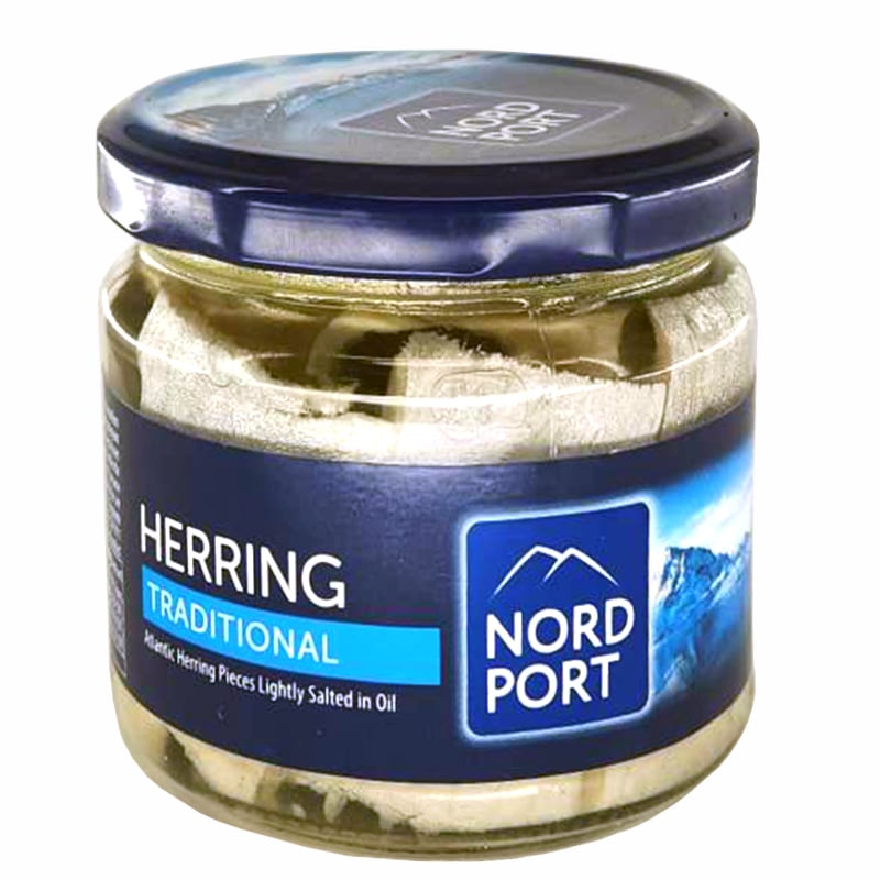 Traditional Salted Herring Pieces-Fillet, Nord Port, 290g/ 10.23oz
