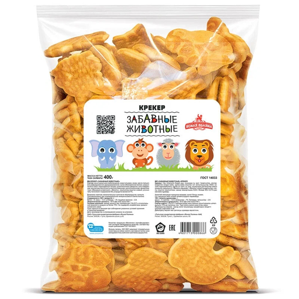 Sweet Cracker "Funny Animals", Yasnaya Polyana, 400g/ 14.11oz 