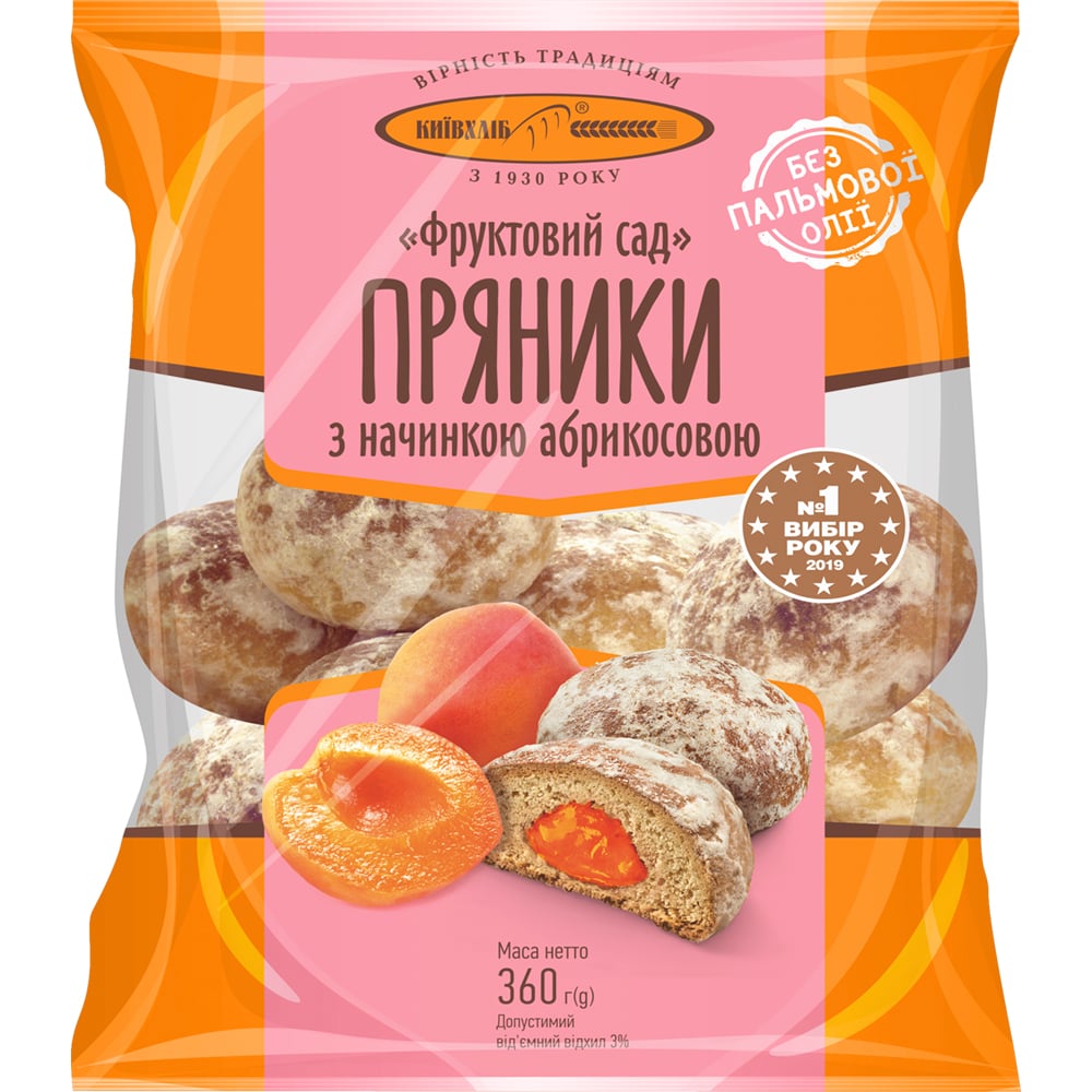 Gingerbread with Apricot Filling "Orchard", Kievhleb, 360g/ 12.7oz