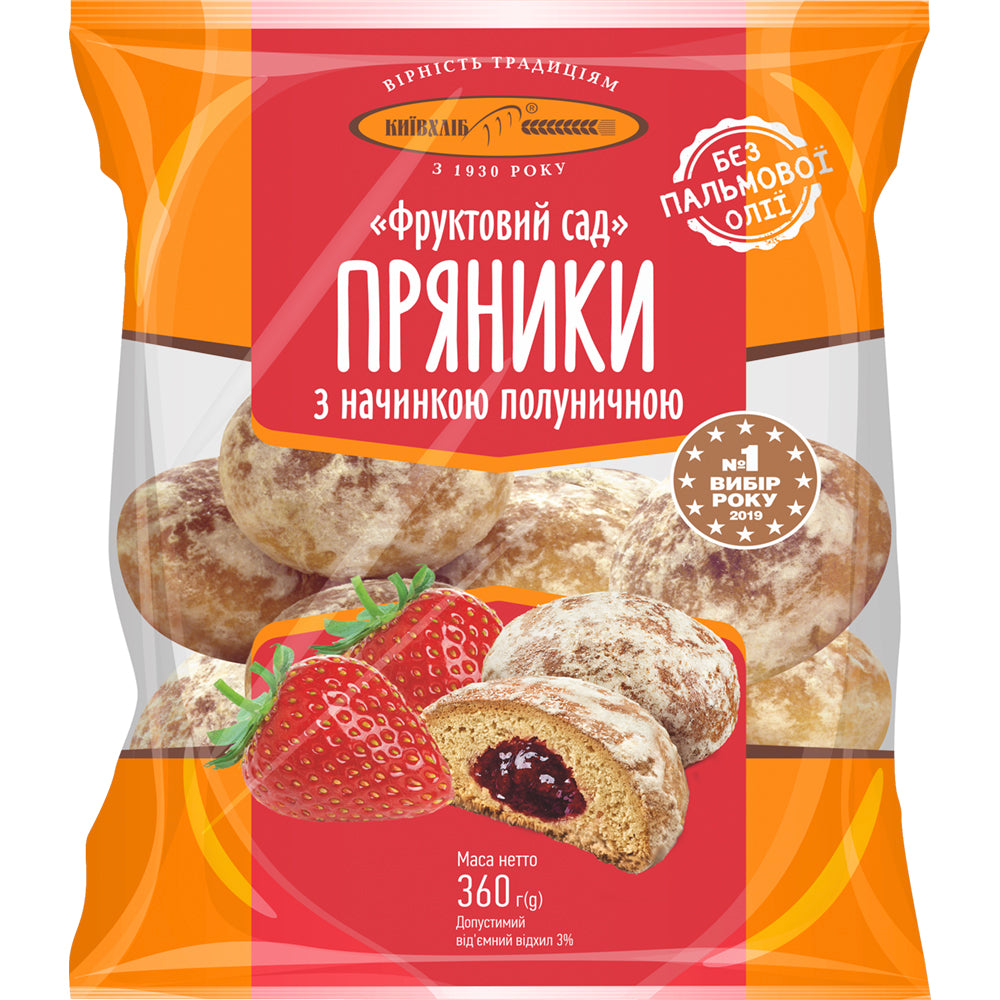 Gingerbread with Strawberry Filling "Orchard", Kievhleb, 360g/ 12.7oz