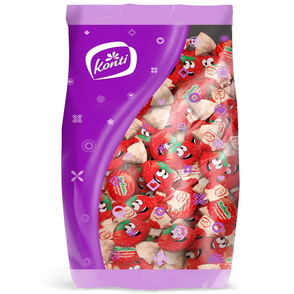 Jelly Candies "Zhivinka" Strawberry & Yogurt Flavor, Konti, 1kg/ 35.27oz