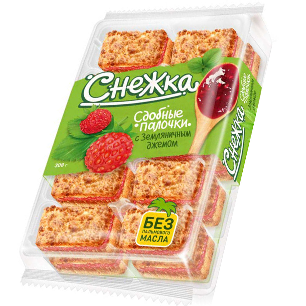 Pastry Sticks with Strawberry Jam "Snezhka", Darletto, 308g/ 10.86oz