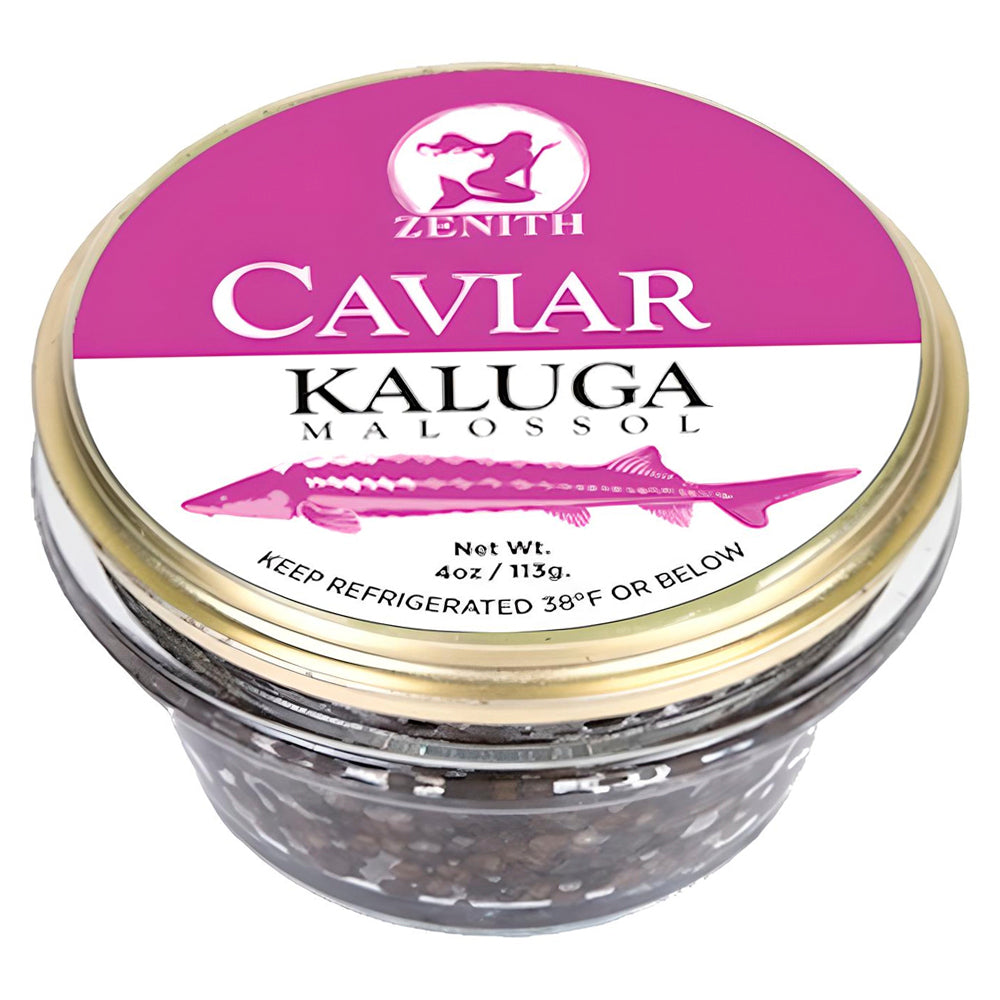 Kaluga Fish Black Caviar Lightly Salted, Zenith, 113g/ 4 oz 