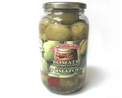 Green Tomatoes in Brine Zakuson, 33.8 oz/ 1 liter