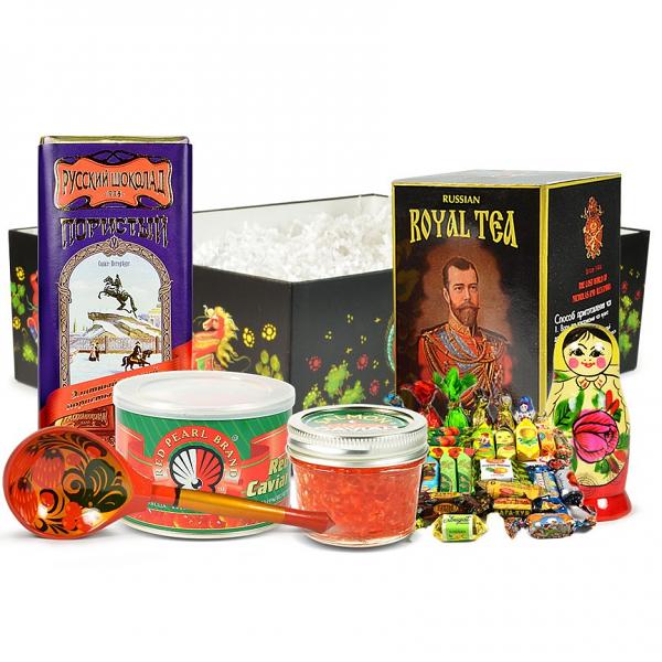 Russian Traditional Gourmet Gift Set with Red Caviar "Russian Selected" (large box)