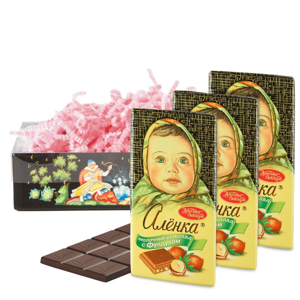 Chocolate Bar Alenka w/ Hazelnut, Set of 3 in Gift Box, 100 g*3, 0.8lb/700 g