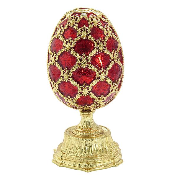 Russian Style Opening Egg with a Miniature of Saint Basil's Cathedral RED, 2.5" / 6 cm (JD0869+JF1871) 