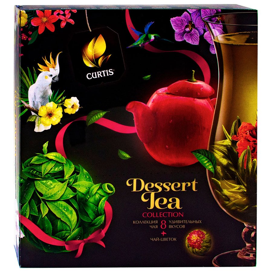 Curtis Dessert Blooming Collection Assorted Tea (black/green) 8 flavors of 5 bags + Flower Tea, 85 g/ 0.19 lb