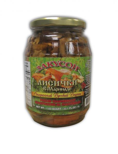 Pickled Chanterrelles Lisichki Zakuson, 33.81 oz/ 1 liter