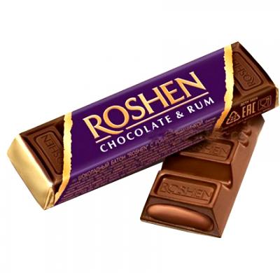 Roshen Milk Chocolate Bar with Rum Filling, 1.37 oz / 43 g