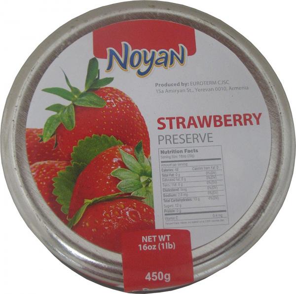 Natural Organic Noyan Armenian Strawberry Preserve, 1 lb / 0.45 kg