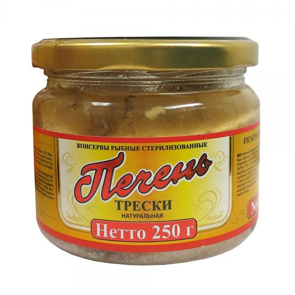 Natural Cod Liver in a Glass Jar, 8.81 oz / 250 g