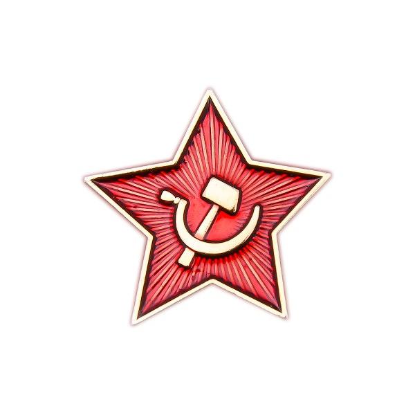Soviet Badge with Red Five-Pointed Star with Hammer and Sickle