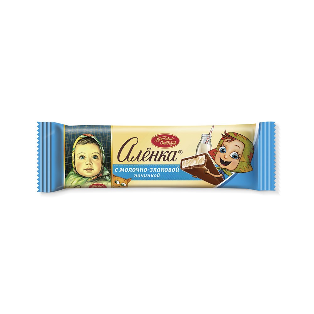 Сhocolate bar Alenka with tender milk filling and cereals, Red October, 45 g/ 0.1 lb