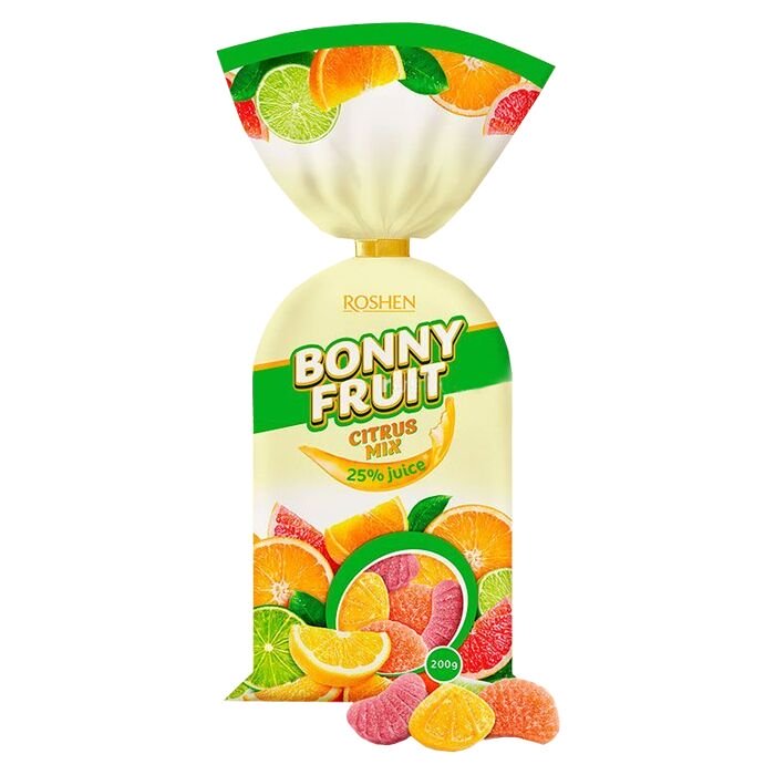Bonny-Fruit Citrus Mix Jelly Candies, 0.44 lb/ 200g