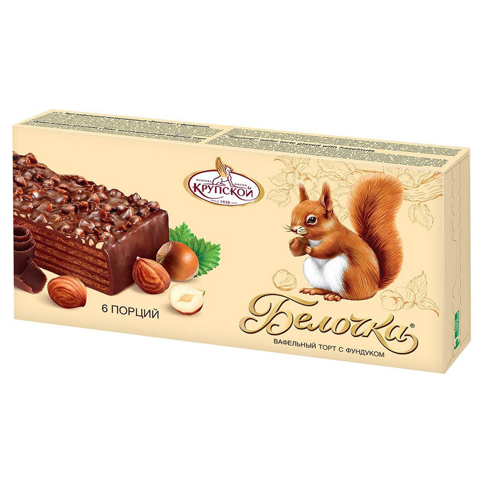 Chocolate Glazed Waffle Cake with huzelnuts "Squirrel", 6 servings , 9.52 oz / 240g