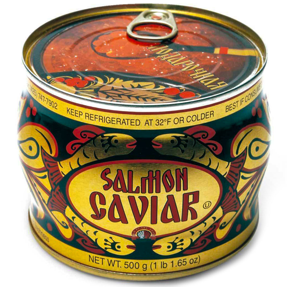 Salmon Red Caviar in Russian Souvenir Can, 17.63 oz / 500 g