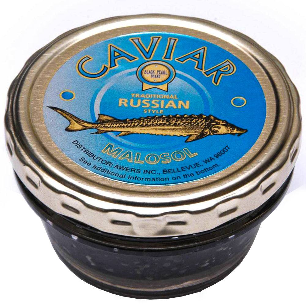 Hackleback Sturgeon Black Caviar Glass Jar, Malossol, 1.76 oz