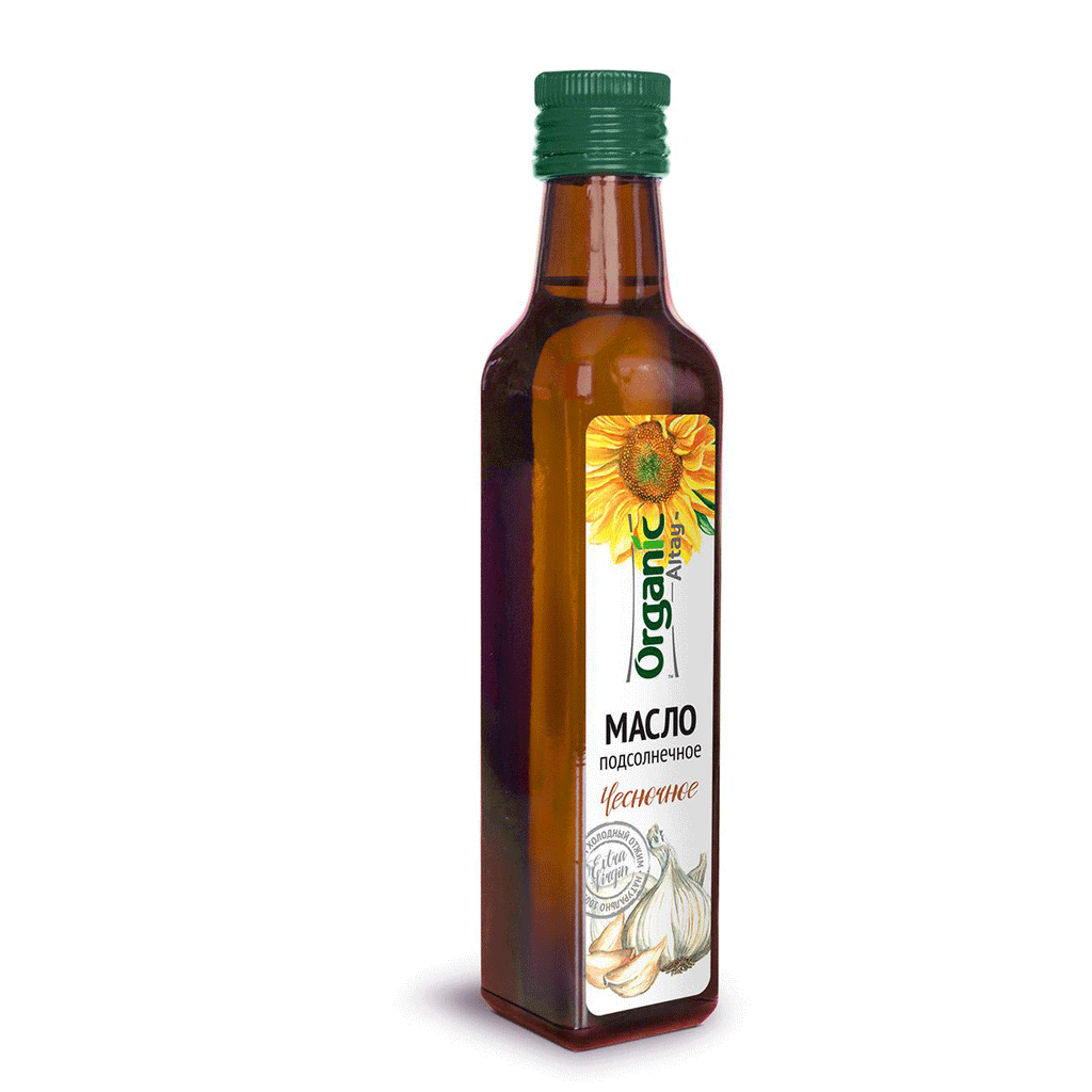 Sunflower Oil Unrefined (Garlic) Nature Health Vegan Antioxidants Relax Pure Tasty Vitamin, Organic Altay, 8.5 fl oz / 250 ml