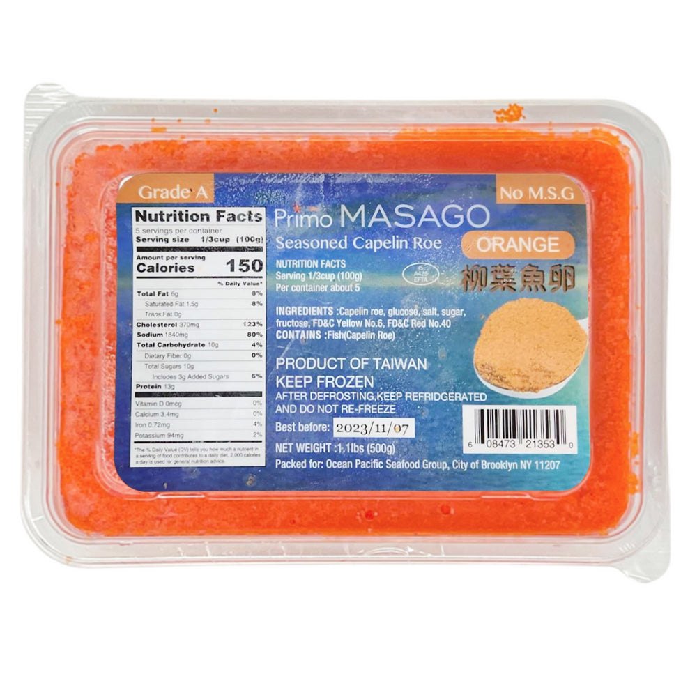 Seasoned Capelin Roe Orange Masago (Frozen) 1.1lb