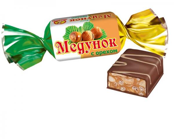 Chocolate Candy "Medunok" with Nuts, 0.5 lb / 0.22 kg