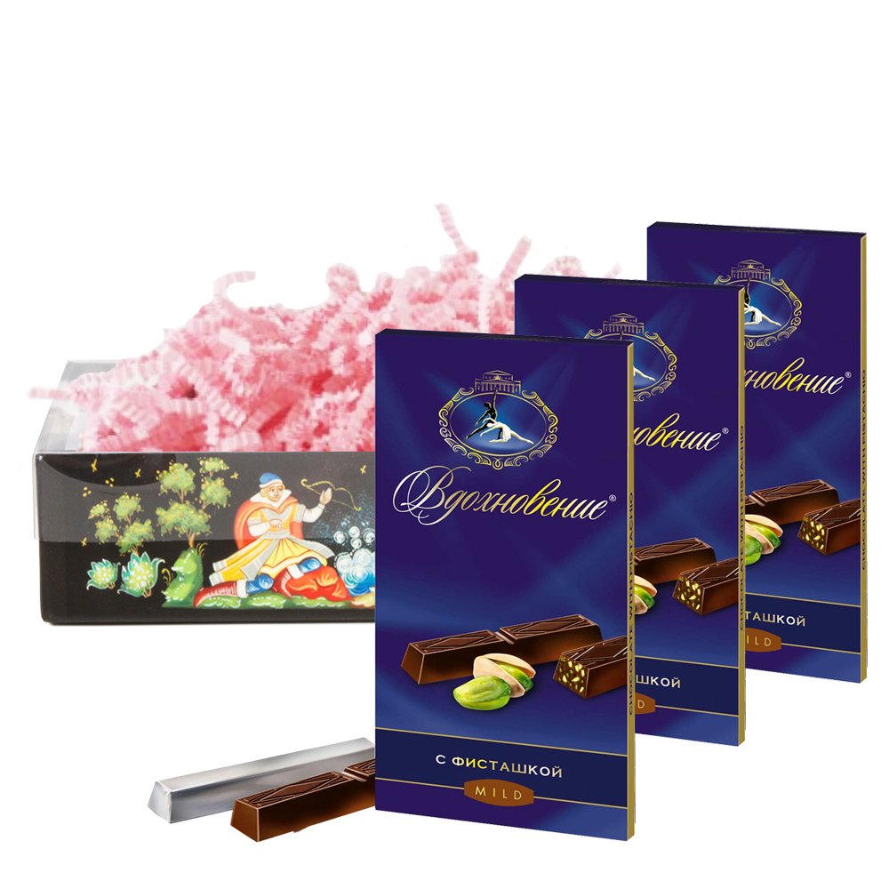 Set of Russian Inspiration chocolate sticks with pistachios, 100g / 0.22 lb * 3 PCs,  Babaevsky 