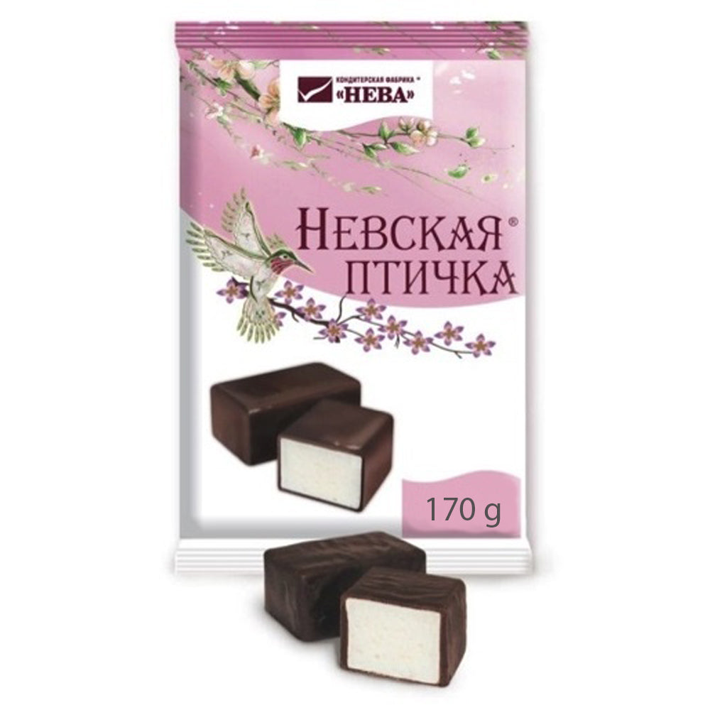 Chocolate Glazed Souffle Candy, Nevskaya Bird, 0.37 lb/ 170 g