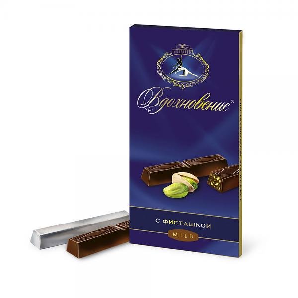 Vdohnovenie Delicate Chocolate with Pistachio , 3.52 oz / 100 g