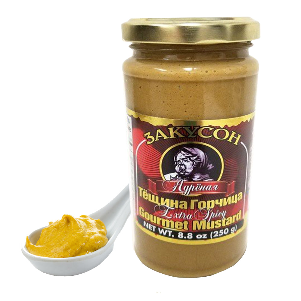 Extra Strong Teschina Mustard (Zakuson), 8.8 oz / 250 g 